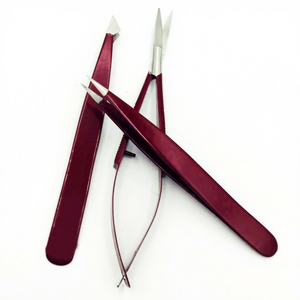 Pinzas para Cejas con Punta Plateada y Recubrimiento en Polvo Marrón Oscuro, Pinzas para Dar Forma a las Cejas con Tijeras de Resorte - Product Image 4