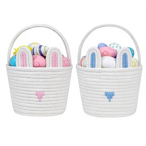 Panier de rangement pliable en coton tressé à la main, mignon, avec poignée, couleur et logo personnalisables, idéal pour télécommandes et clés dans le salon – Meilleures ventes - Product Image 4