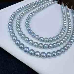 <span class=keywords><strong>Collana</strong></span> di <span class=keywords><strong>perle</strong></span> a forma rotonda 6-7mm di acqua di mare naturale Akoya grigio - Product Image 3