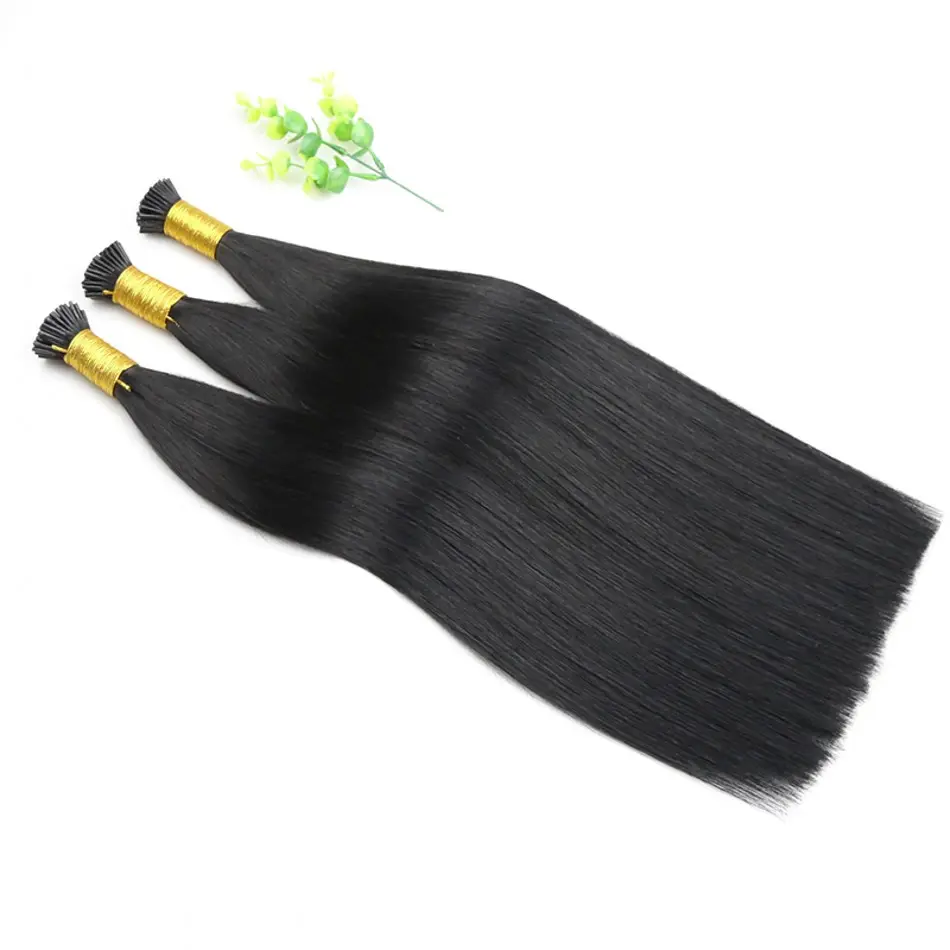 Extensiones de Cabello brasileño, pelo liso y sedoso, 100% virgen, doble punta, prepegado, punta de palo, venta al por mayor