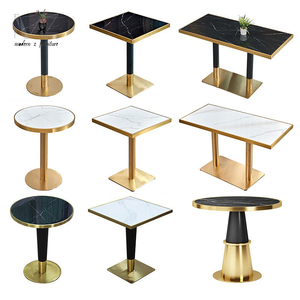 Sang trọng Mesa Marmol Mable cafe vàng kim loại basesquare thạch anh Bistro trắng đá cẩm thạch hàng đầu Vàng vuông bàn ăn cho nhà hàng - Product Image 3