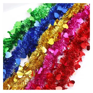 Tinsel garland streamers for Holiday New Years Indoor Outdoor christmas Decorations Supplies oem customized picture damai pl garland streamers decorations christmas tree