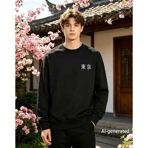 Sudadera de Cuello Redondo con Bordado de Dragón y Tigre para Hombre FOXA, Sudadera Tejida con Bordado a Mano - Product Image 3
