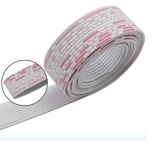 1.27mm Pitch IDC 2.54mm Connector Red and White Flat Wire / Blue and White Flat Ribbon Speaker Wire Cable 2468