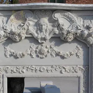 Wholesale Fireplace Beige Marble Fireplace Hand Carved Natural Marble Fireplace Mantle French