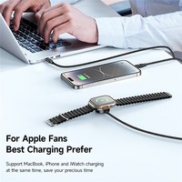 MCDODO CA-4940 Beta Series 1.2m USB-C vers Type-C iP Chargeur sans fil 3 en 1 Câble de charge pour Apple Watch iPhone 15 Series