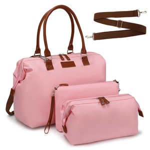 Ensemble de 3 sacs à couches roses grande capacité en Oxford 600D pour maman, idéal pour les voyages, vente en gros, usine OEM/ODM certifiée BSCI - Product Image 1