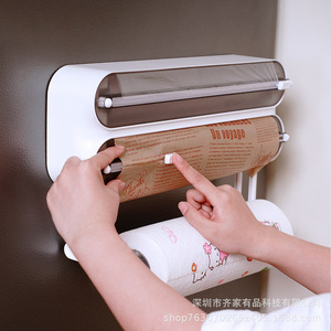 Distributeur magnétique de papier d'aluminium <span class=keywords><strong>et</strong></span> de <span class=keywords><strong>film</strong></span> plastique avec organisateur de coupe pour la cuisine avec porte-serviettes en papier - Product Image 6