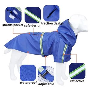 Kış yaz bahar mevsim için küçük orta büyük köpekler PU malzeme için OEM yansıtıcı su geçirmez Pet yağmurluk - Product Image 3
