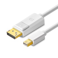 Câble Mini DP vers DP 4K, bidirectionnel 2K/144Hz, 1,8 m, blanc, plaqué or, gaine en PVC, blindage tressé pour moniteur HDTV, voiture et caméra