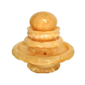 Decoración de Mesa para el hogar, fuente de agua de interior, Bola de rodillo de piedra de ónix miel