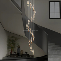 Usine De Luxe Cristal Suspension Lampe Dimmable Escaliers Lustres et Suspensions Linéaires Lumières pour Villa Hôtel Escalier Couloir
