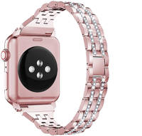 Bracelet de montre respirant en acier inoxydable avec strass en diamant pour Apple Watch Series 10 9 8 7 6 5 SE (2026)