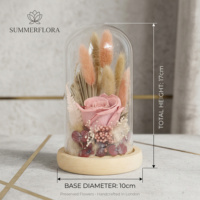 Bouquet de fleurs roses stabilisées fait main sous cloche en verre – Design floral direct usine pour commandes en gros – Fabricant professionnel de fleurs