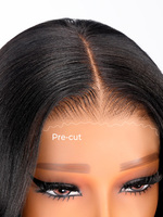 Perruque Bob Courte Brésilienne à Coupe Dégradée avec Dentelle HD – Sans Colle, Prête à Porter, 100% Cheveux Humains Vierges, Texture Lisse/YaKi