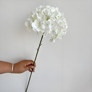 Hortensia Artificial Blanca y Rosa en Oferta, Flor de Seda de una Sola Cabeza para Decoraciones de Bodas, Día de la Madre, Navidad y Año Nuevo - Product Image 3