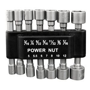 Power Nut Socket Set Metric 5 5.5 6 7 8 10 12 Mm Hex Shank For Automotive And Household Repair Tools - Product Image 1