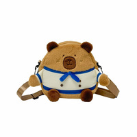 Sac à dos en peluche Capybara mignon, sac de rangement créatif pour étudiantes, petit sac rond respirant ultra-léger