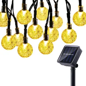 Factory Wholesale IP65 Outdoor Waterproof Led Water Drop Fairy String Lights Solar Christmas Lights Decorative