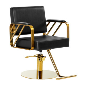 Gabbiano reclinabile poltrona parrucchiera Genua oro nero in pelle sintetica per saloni di bellezza e barbieri - Product Image 1