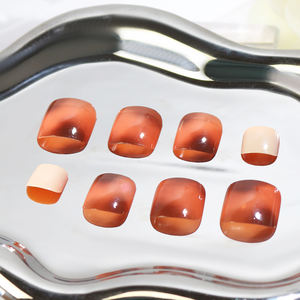 Décor d'automne bouts d'ongles d'orteils artificiels <span class=keywords><strong>Orange</strong></span> marron Ombre pied presse sur les ongles pour les orteils conceptions élégantes couleur unie faux Nail Art - Product Image 3