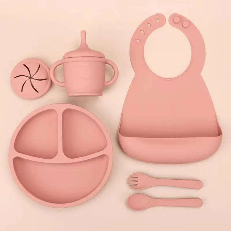 Heat-Resistant Free Silicone Baby Feeding Set Silicone Baby Food set Bowl And Spoon For Kids