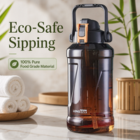 Bouteille d'hydratation définitive anti-fuite 2L pour adultes Longstar OEM sans BPA écologique avec bouchon à boire directement et corde