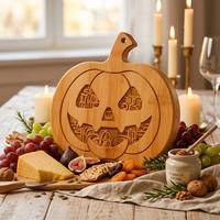 Groothandel Halloween Pompoen Bamboe Snijplank Hol Gesneden Jack O'Lantern Charcuterie Schaal voor Feestdecoratie