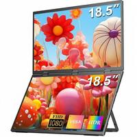 Monitor Portátil Dual de 18.5 Pulgadas, 1080P FHD IPS, 100Hz, Retroiluminación LED, Plegable, Extensor de Pantalla para Portátil, Conexión USB-C Plug and Play para Viajes