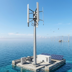 Éolienne à faible vitesse de vent, 5 pales en aluminium, hauteur 11,5 m, diamètre du rotor 10,5 m, grand générateur 400 V 200 kW, modèle H-200 kW vertical H-200 kW 200 - Product Image 1