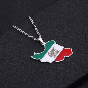 Collier Pendentif Carte de l'Iran Lion Soleil Drapeau Or Argent Acier Inoxydable Bijou Symbole National pour Hommes Femmes Cadeau - Product Image 5