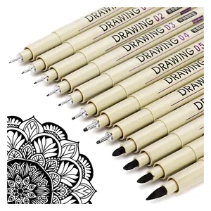 12 stylos d'art de dessin de Fineliner d'encre imperméable à l'eau de ligne fine noire pour des fournitures d'artiste