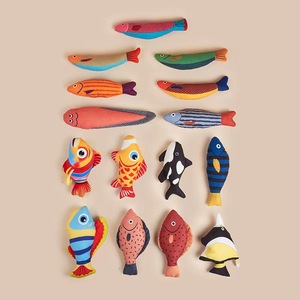 Jouets pour chats Zoyi Pet en forme de <span class=keywords><strong>poisson</strong></span> assortis avec herbe à chat, jouets en peluche à thème océan, jouets interactifs colorés pour chats - Product Image 1