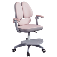 Chaise d'étude ergonomique pour enfants avec double soutien dorsal, siège pivotant réglable, inclinaison manuelle et repose-pieds pour la maison et l'école