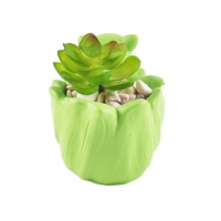 Pot de fleurs succulentes de dessin animé populaire Pot de jardinières d'animaux en béton vert pour patio intérieur/extérieur
