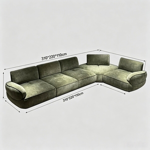 Ensemble de canapés modulaires en tissu vert olive, revêtement imperméable et écologique pour salon moderne - Product Image 3