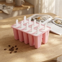 Moule à glace et à sucettes glacées en silicone réutilisable sans BPA, 10 cavités, pour l'été, formes géométriques, fabrication maison, compatible congélateur