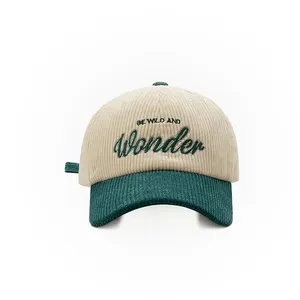 Hüte mit benutzer definierten Logo-Kappe Mode Großhandel 6 Panel Hut Cord Outdoor Wintersport Baseball-Kappe Hüte Golf kappe