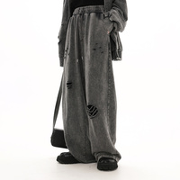 Sweat-shirt à capuche zippé personnalisé Vintage Distressed Sweatsuit Acid Wash Ensemble de pantalons de survêtement à capuche surdimensionnés pour hommes