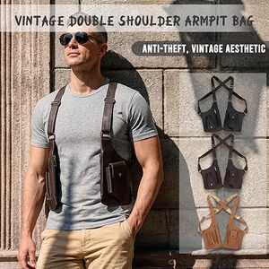 Sac de poitrine vintage dissimulé sous le bras, sacoche double épaule d'agent secret pour Halloween, LARP, cosplay, accessoires de costumes TV et cinéma - Product Image 1