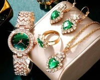 Ensemble de bijoux en diamant -12 pièces : bague, boucles d'oreilles, montre, collier
