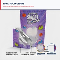 Sachets refermables personnalisés de qualité alimentaire avec fermeture éclair et fenêtre pour bonbons mous et fruits secs