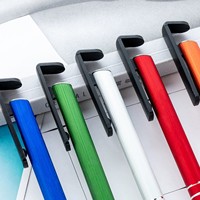 Stylo multifonctionnel trois-en-un avec support de téléphone, impression de logo possible, stylo à bille, écran tactile capacitif, stylo en métal