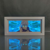 Anime LED Night Light Box Jujutsu Kaisen Satoru Gojo pour chambre d'enfant Décoration de veilleuse Lightbox Manga 3d Paper Cut Desk Lamp