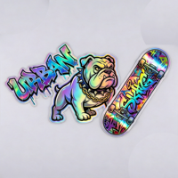 Autocollants holographiques personnalisés, imperméables, résistants aux rayures, anti-UV, en vinyle, pour skateboard, impression découpée sur mesure