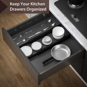 Vente en gros 4 pièces de séparateurs de tiroirs en bambou extensibles, ensembles d'organisateurs, séparateurs d'armoires réglables de bonne qualité pour la <span class=keywords><strong>cuisine</strong></span> et la chambre à coucher - Product Image 4
