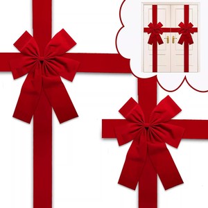 Immobilier grand <span class=keywords><strong>noeud</strong></span> de porte nœud <span class=keywords><strong>ruban</strong></span> décoratif gros arcs rouges nœud papillon pour mariage joyeux noël fête maison porte fête décor - Product Image 1