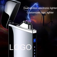 Jiaxin-briquet électrique Offre Spéciale métal sans flamme coupe-vent double arc USB-briquet plasma à affichage LED-briquet à induction tactile