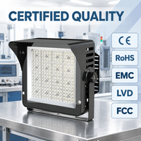 Projecteur à haute luminosité, minimum 150 lm/w, dimmable, équivalent 300 W, rotatif, IP65, terrain de sport, stade de football