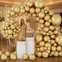 Kit de 129 Ballons en Latex Doré Métallisé Épais et Durables - Écologiques 18/10/5 Pouces pour la Rentrée Scolaire, la Fête des Mères, Joyeux Anniversaire